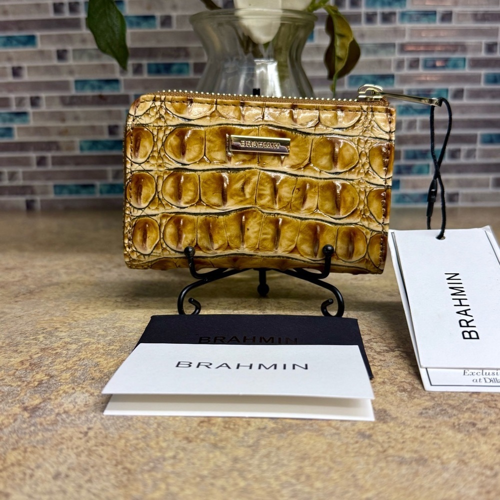 Brahmin Gold Croc-Embossed Leather Zip Wallet